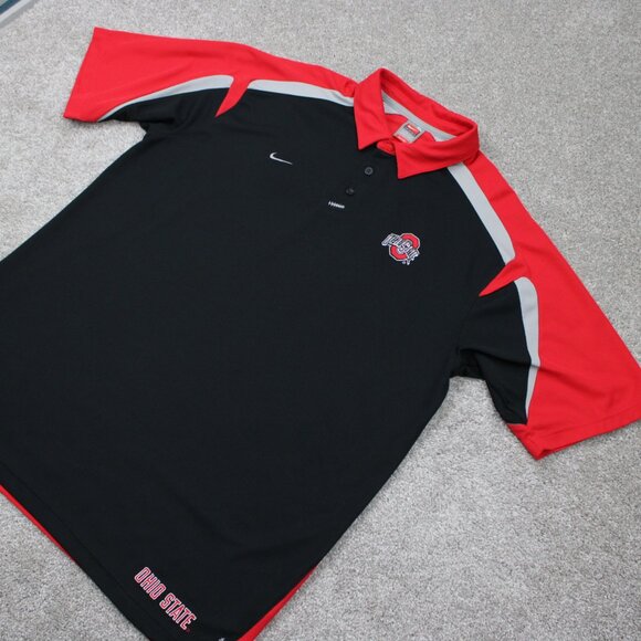 Nike Ohio State Buckeyes Polo Shirt Adult XL Black/Red Fit Dry Pullover S/S Golf - Picture 3 of 12